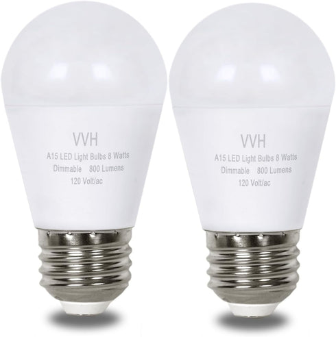 2 Pack LED Refrigerator Light Bulb 60 Watt Equivalent,A15 Light Bulb E26, 8W Daylight 5000K,800Lm,for Indoor and Outdoor, Ceiling Fan, Wall sconce...