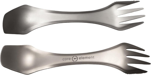 Core Element TITANIUM SPORK 3-in-1 Lightweight Eco-friendly Durable Spoon-Fork-Knife Survival Utensil Tool Perfect for Camping, Home, Travel (Pack...