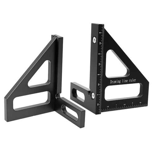 Imperial 3D Multi-Angle Measuring Ruler,45/90 Degree Aluminum Alloy Woodworking Square Protractor, Miter Triangle Ruler High Precision Layout Meas...