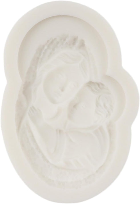 Virgin Mary Silicone Mold Mother and Baby Fondant Molds for Cake Decoration Cupcake Topper Sugar Craft Chocolate Candy Gum Paste Polymer Clay...