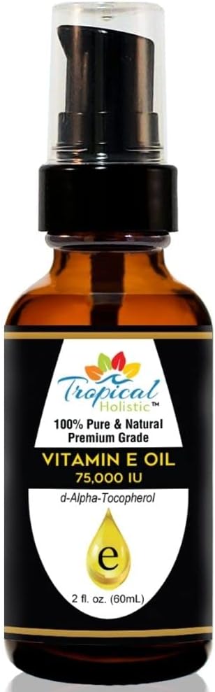 Vitamin E Oil, 100% Pure Max Strength 75,000 IU Vitamin E, Antioxidant Rich Skincare Oil for Face, Hair, Body & Nails, 2 oz...