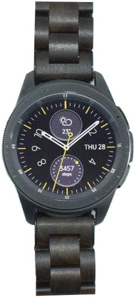 Band 20mm Compatible with Samsung Galaxy Watch/Gear S2 S3/ Active/Active 2, Natural Wooden Stainless Steel Link Bracelet Strap for Samsung Galaxy ...