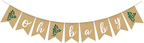 Greenery Baby Shower Banner Eucalyptus leaves Burlap garlands Plant Gender Neutral party decoration...