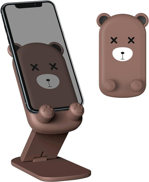 Cute Cell Phone Stand Foldable Adjustable Animal Phone Holder for Desk Silicone Protection Compatible with iPhone 16 15 14 13 12 Pro Max iPad Tabl...