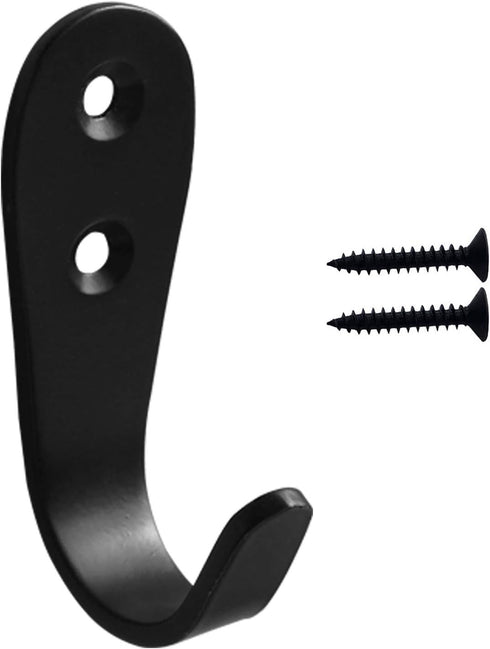 MsBong 12 Pcs Black Coat Hooks for Wall, Heavy Duty Hooks for Hanging Coats No Rust Hooks Wall Mounted with Screws for Key, Towel, Bags, Cup, Hat ...
