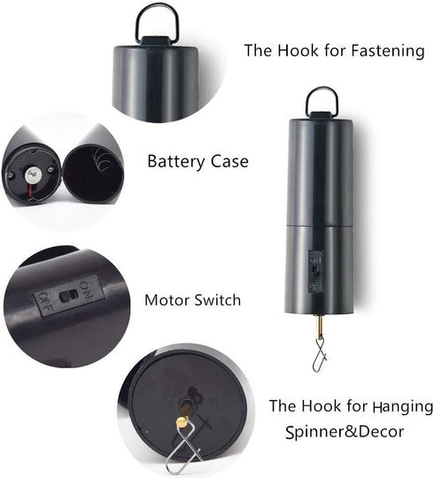 FENELY Wind Spinner Motor Battery Operated for Hanging Display Yard Black Wind Spinners Outdoor Sculptures - Load Capacity of 4 Pounds...
