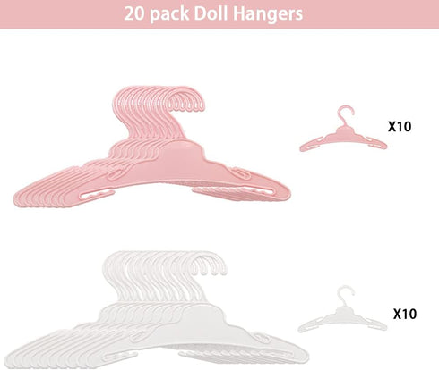 20 Pcs Doll Hangers for 18 inch Doll Clothes, Doll Hangers, Sturdy Doll Hangers Accessories, Work Great with Rod Less Than 1/2 inch Diameter, Made...