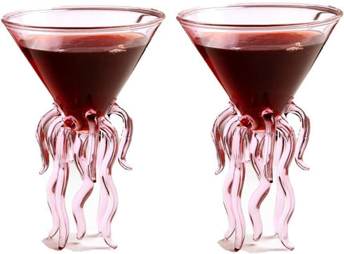 Octopus Martini Glass Creative Cocktail Drinkware Bar Goblet Tools (2 Transparent)...