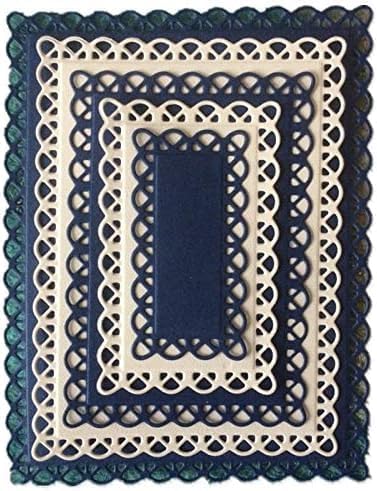 5 Pcs/Set Nested Stitched Scallop Rectangle Frame Cutting Dies,DIY Artist Metal Cutting Dies Stencils Metal Cutting Dies Scrapbooking Crafting Pap...