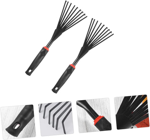 LIOOBO 2pcs 9 Tooth Rake Leaf Rake 9 Root Garden Rake Gardening Rake Garden Rake Gardening Tools Handheld Rake...