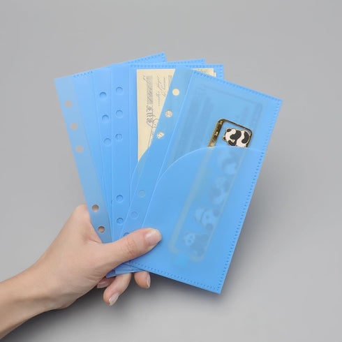 Blue Cash Envelopes A6 Budget Binder Inserts with 2 Pockets 5 Plastic Binder Pockets Planner Inserts for 6 Ring A6 Binders Organizer Notebook Refi...