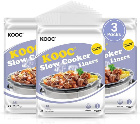 KOOC Slow Cooker Liners 8"x11" 30 Count Mini Size Disposable Pot Liners Cooking Bags Fit 0.65 qt to 1.25 qt Pot BPA Free Fresh Locking Seal Design...