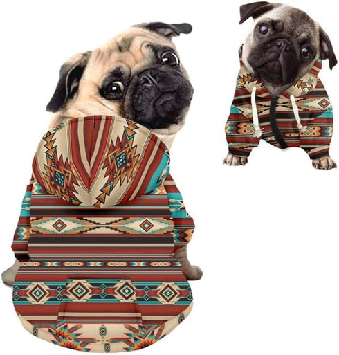 Bohemia Tribal Ethnic Dog Zipper Hoodie Stylish Soft Indian Southwestern Streetwear Hooded Clothes Apparel Costume Sweatshirt Tracksuits Pet Cloth...