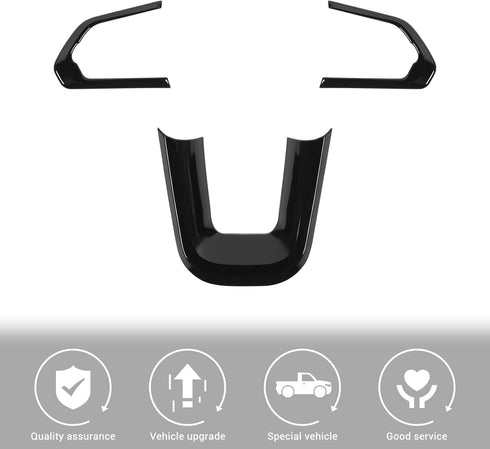 Jimen Compatible with Jeep Compass 2021-2023, 3PCS Steering Wheel Cover Trim Kits (Black)...