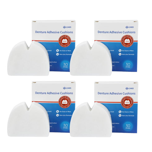 120 Pads (4 Pack) Free Long-Lasting Upper Denture Adhesive Cushion, Denture Adhesive Soft Pad for Secure Hold and Food Seal (Upper)...