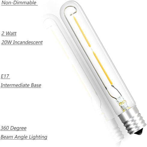 Bonlux LED T6.5 Exit Sign Clear Light Bulbs, 2W E17 Intermediate Base T6.5 LED Appliance Bulb (20W Incandescent Equivalent) for Refrigerator Freez...
