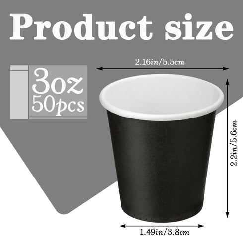 3 oz Paper Cups, Black Mouthwash 50 Count Disposable Bathroom Cups, Disposable Espresso Cups Small Paper Cups for Party,Picnic,Travel,Espresso and...