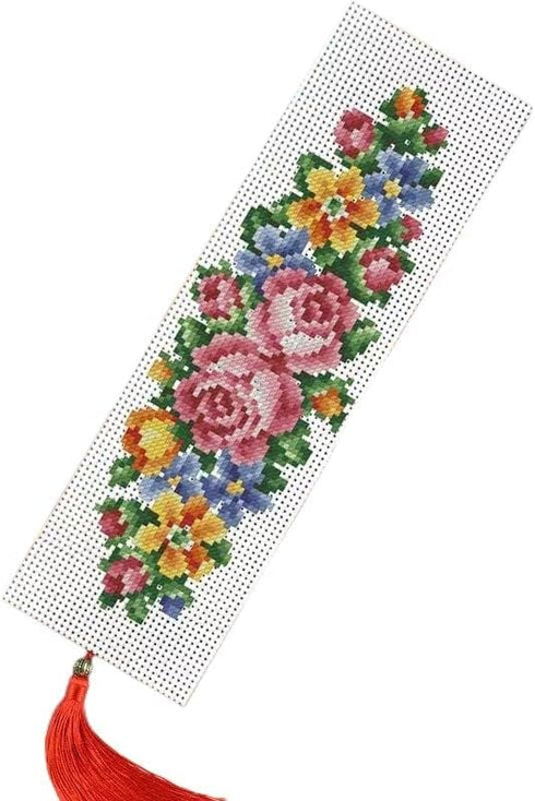 Flowers Blossom Counted Cross Stitch Bookmarks Kits Two Side Bookmarks Cross Stitch kit Counted 18ct Plastic Fabric Needlework Embroidery Craft ki...