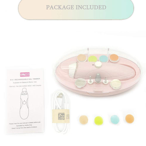 Rechargeable Baby Nail File, Fansidi Electric Baby Nail Trimmer for Newborn Infant or Toddler Toenail and Fingernail - Girls and Boys Accessory - ...