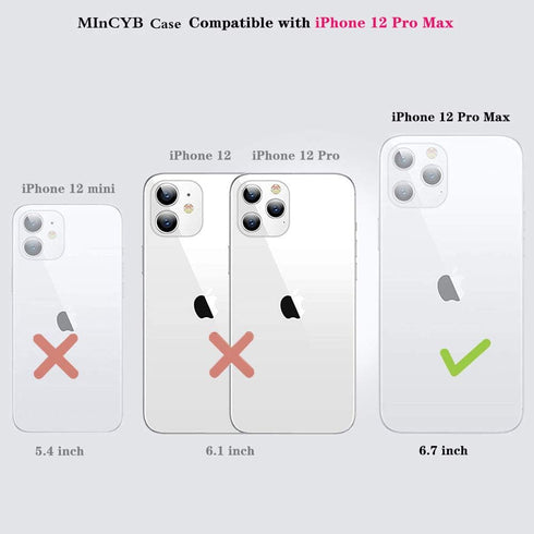 MInCYB for iPhone 12 Pro Max Wallet Case with Card Holder (12 Card Slots) - PU Leather Case for Women & Men, Wireless Charging, Detachable Magneti...
