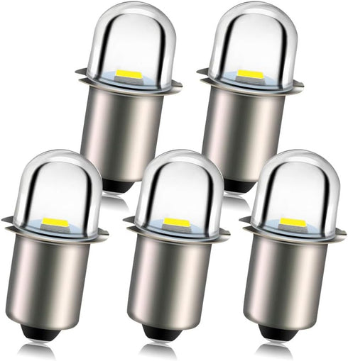 Ruiandsion Upgrade LED Flashlight Bulb 4.5V P13.5S Base Socket White LED Bulbs Replacement for Flashlight Torch Lights,Non-Polarity (Pack of 5)...