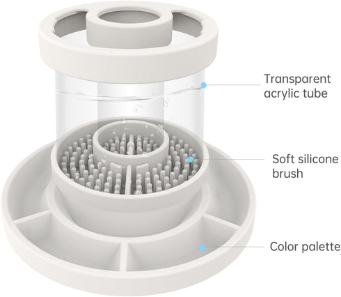 Brush Rinse,Paint Brush Cleaner,Rinse Cup,Silicone Cleaning Cup for Acrylic, Watercolor, and Water-Based Mediums,Beige...
