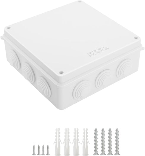 LeMotech ABS Plastic Dustproof Waterproof IP65 Junction Box Universal Electrical Project Enclosure White 7.9 x 7.9 x 3.1 inch (200 x 200 x 80 mm)...