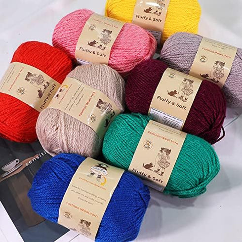 3-Pack Fluffy Wool Blend by Yonkey Monkey. Knitting Crochet DIY Art Crafts (Tan Orange 033)......