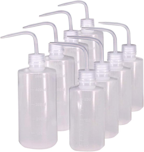 250ml+500ml Plastic Safety Wash Bottle, Plastic Squeeze Bottle Narrow Mouth, 8 Pack (Each Size 4)...