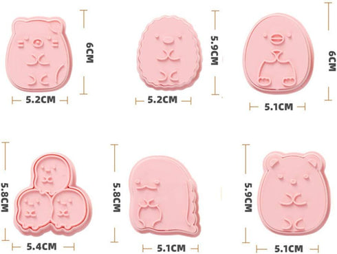 Cookie Cutter Set?6pcs Kids Cake Decoration 3D Mini Cartoon Animal Baking Tool Cookie Cutter Set...