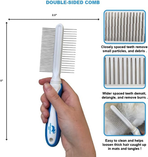 Animal Planet Pet Daily Grooming Kit (3 Pack) Reversible Grooming Glove, Double Sided Comb, Double Sided Brush. for Dogs & Cats, Good for All Bree...