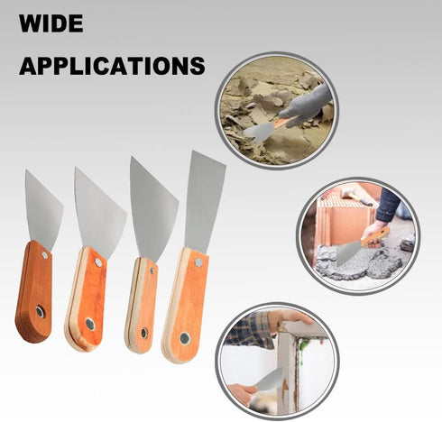 Utoolmart Putty Scraper 1" Cr-V Steel Stiff Putty Knives with Wooden Handle for Taping Paint Wall Floor Tile 2Pcs...
