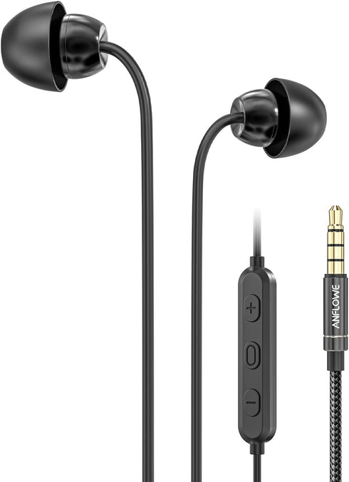 MS28 - Wired Sleep Earbuds for Side Sleeper, in-Ear Small Headphones with Microphone, Noise Isolating Earphones with Pure Sound for Side Sleeping,...