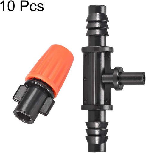 uxcell Adjustable Spray Drippers, Mist Nozzle Sprinkler Barb Tee Joints,Fit for Inner Diameter 8mm Tube, Connector System Kit, 10 Pcs...