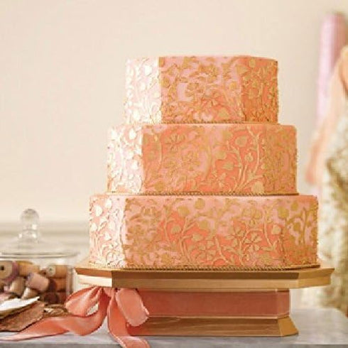 Designer Stencils Gilded Floral Cake Stencil Set, Beige/semi-transparent...