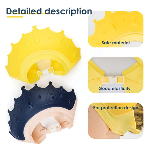 2 Pieces Soft Baby Shower Cap Soft Adjustable for Washing Hair Shield Safe Visor Cap Bathing Shampoo Shower Protection Bath Hat for Toddler Kids C...