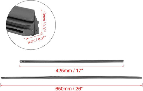 X AUTOHAUX 4pcs 425mm 650mm 17" 26" 8x10mm 3 Section Car Windshield Wiper Blade Refill...