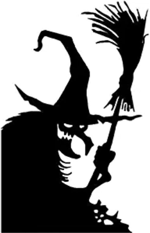 Halloween Window Decoration Giant Witch Window Posters Window Clings Halloween Spooky Cemetery Witch Wall Decals Creepy Silhouette for Halloween D...