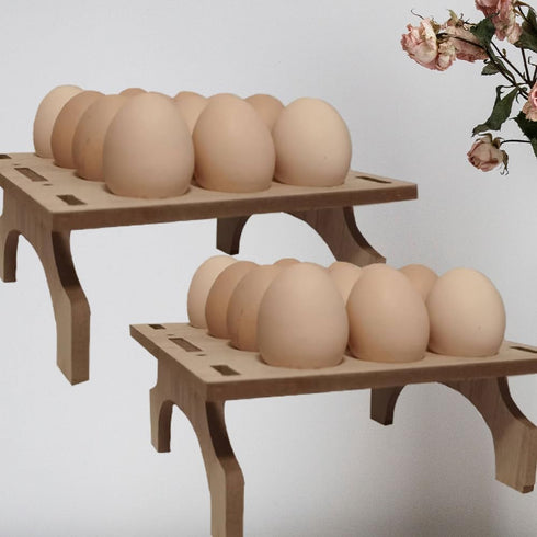 Stackable Wooden Egg Holder Countertop Egg Organizer for Fresh Eggs,Rustic Double Layer Egg Tray Rack Gathering 24 Eggs Display Stand for Home Kit...
