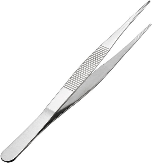 uxcell 8-Inch 430 Stainless Steel Straight Pointed Tweezers with Serrated Tip Daily Garden Tool...