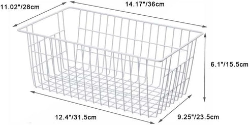 SANNO Large Freezer Baskets Metal Storage Organizer Bin Basket Wire Storage Basket for Kitchen Pantry Bathroom Set of 3 Large Metal Farmhouse Food...