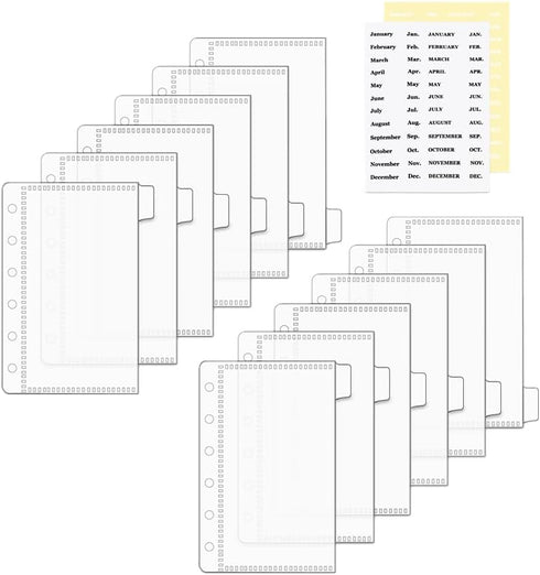 2 Sets A7 Cash Envelopes with 2pc Tab Stickers, Zipperless A7 Envelopes Cash Stuffing, Clear PP Divider Budget Binder Pockets for Personal A7 Budg...