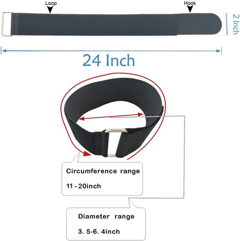 6Pcs 24" x 2" Nylon Heavy Duty Reusable Hook and Loop Cinch Straps, Adjustable Fastening Securing Cable Straps, Black...