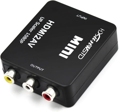HDMI to RCA 1080P HDMI to AV 3RCA CVBs Composite Video Audio Converter Adapter Supporting PAL/NTSC with USB Charge Cable-Black...