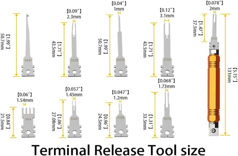 Terminal Removal Tool Kit, 8 PCS Electrical Pin Extractor Tool Double Head Detachable Terminal Release Tool for Metri,AMP,Molex Connector Automoti...