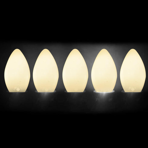 25 Pack C7 White LED Replacement Bulbs, 0.6 Watt White Ceramic Indoor Night Light Bulbs, E12 Base C7 Christmas String Light LED Bulbs for Wedding,...