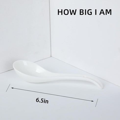 Asian Soup Spoons Set of 6, Ceramic Japanese Soup Spoons, Ramen Spoon for Cereal Wonton Dumpling Noodles,Table Spoon Set Dishwasher Safe Easy To C...