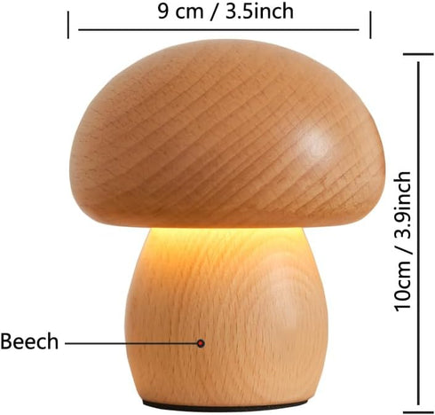 LED Creative Mushroom Table Lamp, Wood Desk Lamp, Bedroom Bedside Night Light, Dimmable Led Lighting, Creative Home Decor Table Lamp, Unique House...