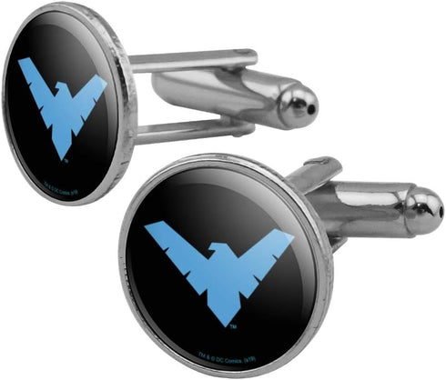 Batman Nightwing Logo Round Cufflink Set Silver Color...