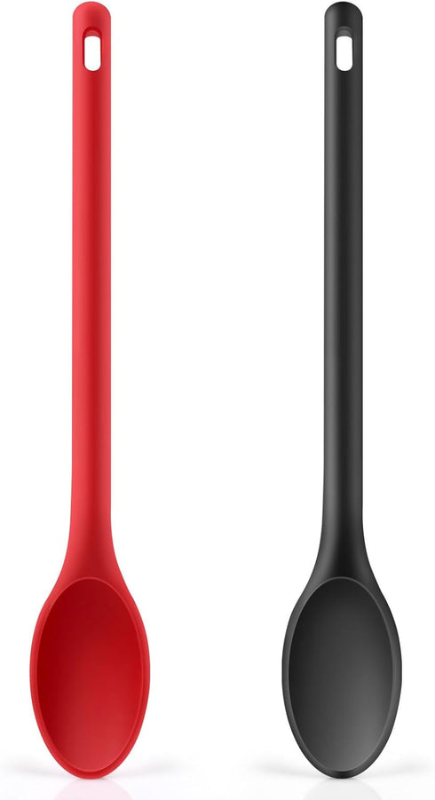 Long handle Silicone Mixing Spoon, 12" Stirring Spoons Nonstick Heat-Resistant Rubber Mixing Spoon for Cooking Baking...